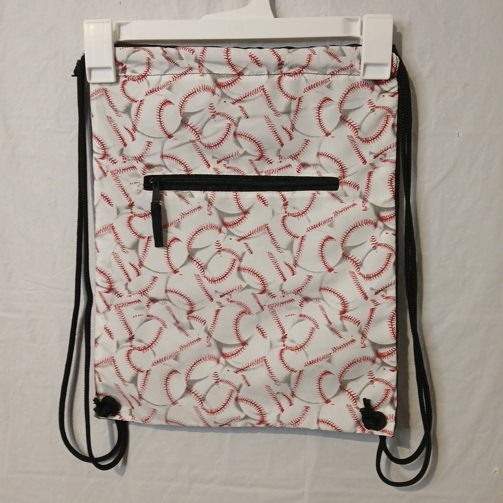 Baseball Themed Lined Drawstring Bag 12" X 15"  Have Two For Sale NWOT!